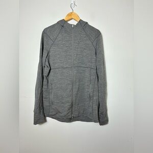 icebreaker Full Zip Sweater men’s  Large‎ Gray Thumbholes Comfort minimalist